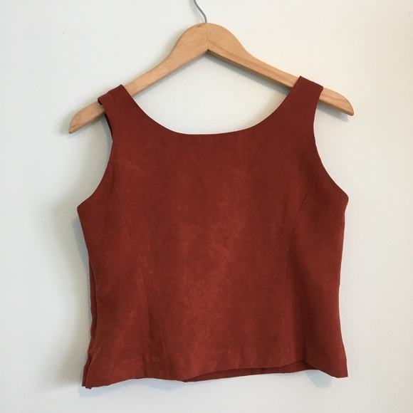 Faux Suede Orange Sleeveless Top - Picture 4 of 7